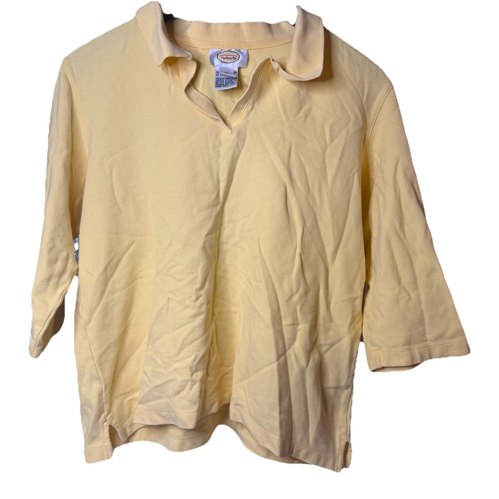 TALBOTS Womens XL Yellow collared pullover cotton top